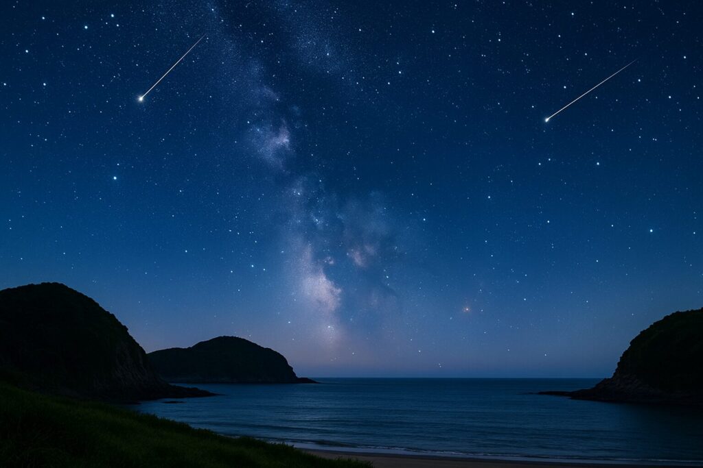 五島列島の海辺と満天の星空のイメージ写真